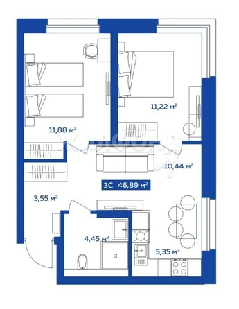 
   Продам 2-комнатный апартамент, 46.3 м², Кирова ул, 113/2

. Фото 7.