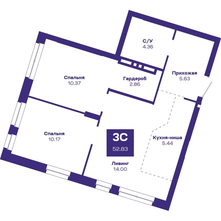 
  Продается 3-комн. квартира, 52.83 м², ЖК Базилик, дом 2
. Фото 3.