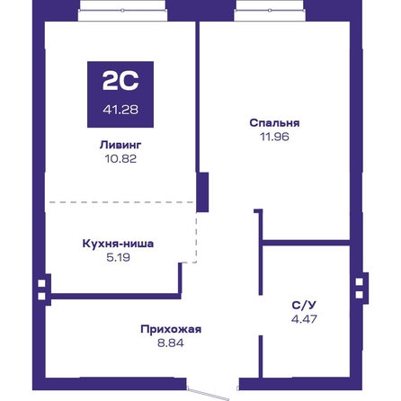 
   Продам 2-комнатную, 41.28 м², Базилик, дом 2

. Фото 1.