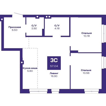 
  Продается 3-комн. квартира, 57.04 м², ЖК Базилик, дом 2
. Фото 3.