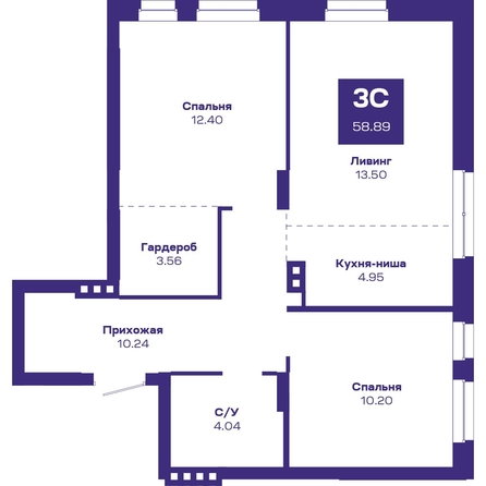 
  Продается 3-комн. квартира, 58.89 м², ЖК Базилик, дом 2
. Фото 3.