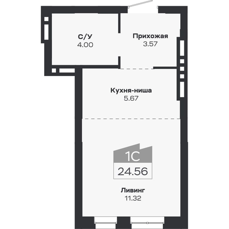 
  Продается 1-комн. квартира, 24.56 м², ЖК Базилик, дом 2
. Фото 3.