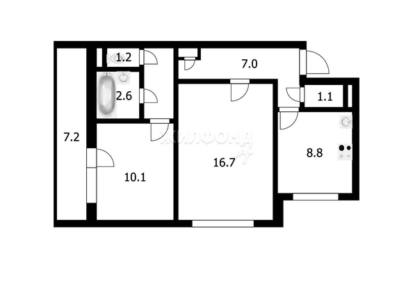 
   Продам 2-комнатную, 50.9 м², Полевая ул, 20

. Фото 18.