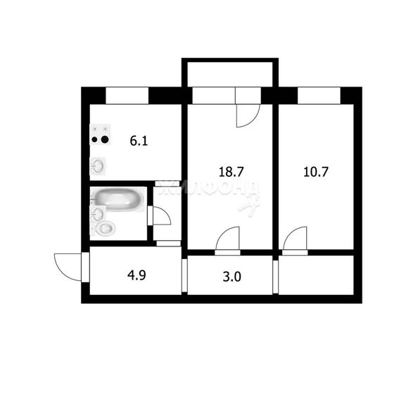 
   Продам 2-комнатную, 44.2 м², Блюхера ул, 8

. Фото 9.