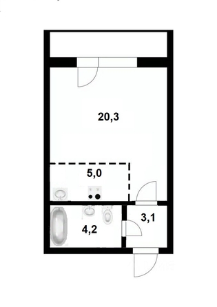 
   Продам студию, 32 м², Николая Сотникова ул, 5

. Фото 11.