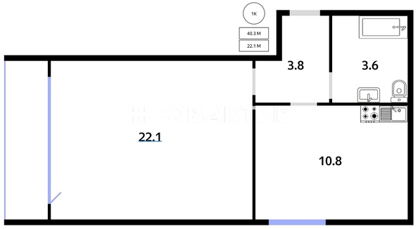 
   Продам 1-комнатную, 40 м², Воскресная ул, 37/1

. Фото 16.