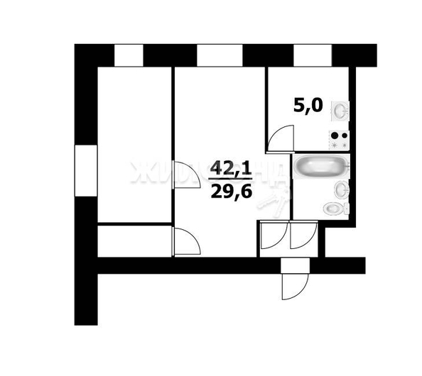 
   Продам 2-комнатную, 42.1 м², Военный городок ул, 115

. Фото 12.