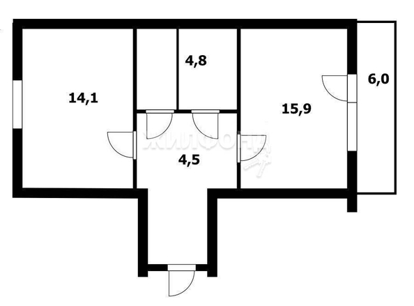 
   Продам 2-комнатную, 50.4 м², Фламинго ул, 16

. Фото 15.