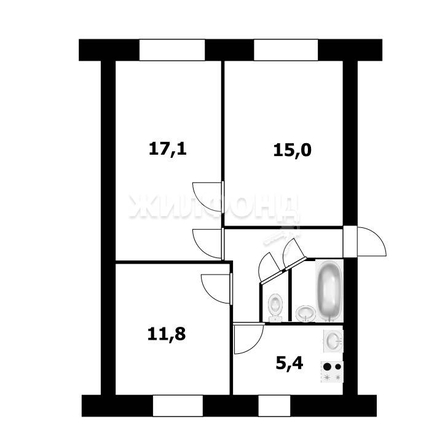 
   Продам 3-комнатную, 57.7 м², Центральная ул, 2

. Фото 13.