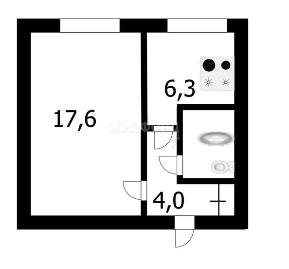 
   Продам 1-комнатную, 32.1 м², Краснообск, 23

. Фото 11.