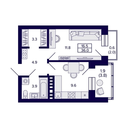 
   Продам 1-комнатную, 36 м², Сподвижники

. Фото 1.