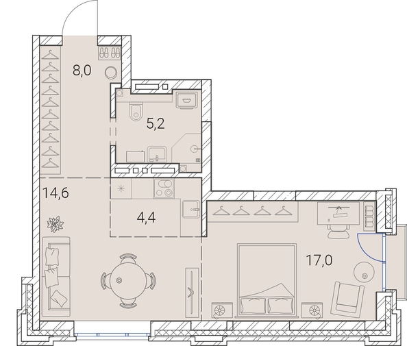 
   Продам 1-комнатную, 49.2 м², Тайм Сквер

. Фото 19.