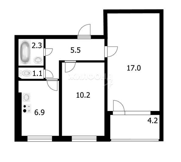 
   Продам 2-комнатную, 43 м², Полтавская ул, 35

. Фото 18.