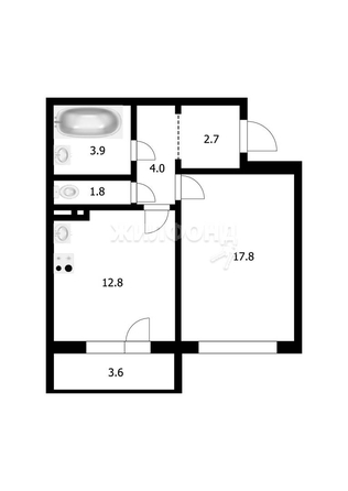 
   Продам 1-комнатную, 43.1 м², Сибиряков-Гвардейцев ул, 53/10

. Фото 14.