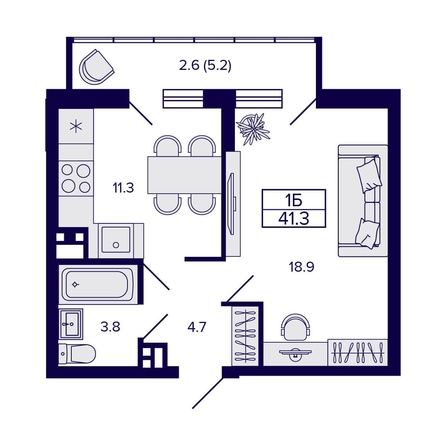 
   Продам 1-комнатную, 41.3 м², Gorizont (Горизонт)

. Фото 1.