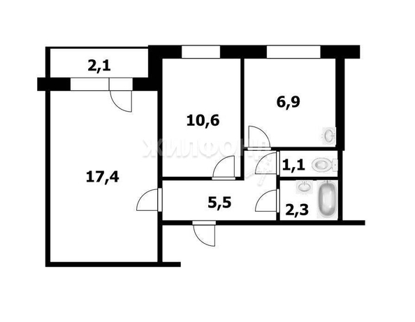 
   Продам 2-комнатную, 43.5 м², Герцена ул, 10

. Фото 10.