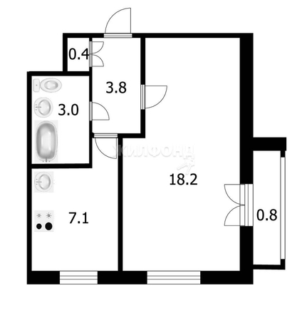 
   Продам 1-комнатную, 33.3 м², Лермонтова ул, 36

. Фото 9.