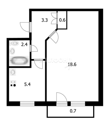 
   Продам 1-комнатную, 30.3 м², Боровая ул, 98

. Фото 11.