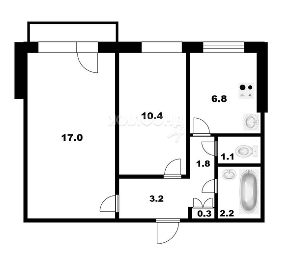 
   Продам 2-комнатную, 42.8 м², Связистов ул, 141

. Фото 8.