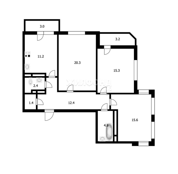 
   Продам 3-комнатную, 83.4 м², Героев Революции ул, 25

. Фото 14.