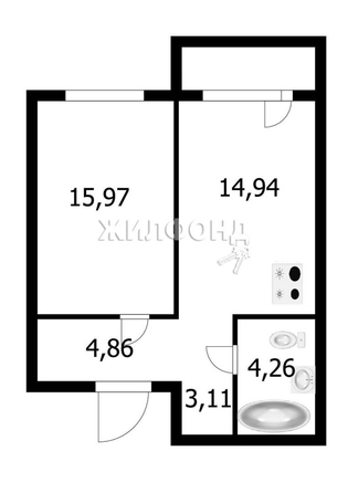 
   Продам 2-комнатную, 43.4 м², Забалуева ул, 96

. Фото 15.