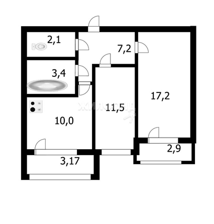 
   Продам 2-комнатную, 56.1 м², Бородина ул, 56

. Фото 9.