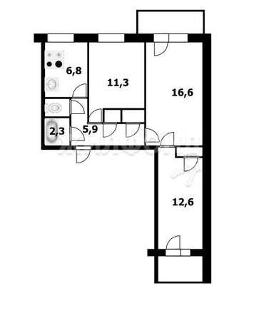 
   Продам 3-комнатную, 58.3 м², Лесосечная ул, 2

. Фото 11.