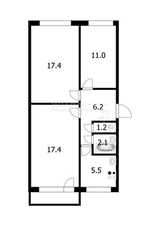 
   Продам 3-комнатную, 62.3 м², Петухова ул, 114

. Фото 3.