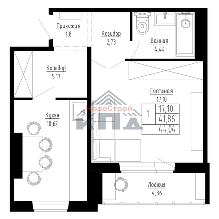 
   Продам 1-комнатную, 44 м², Николая Сотникова ул, 36/1

. Фото 1.