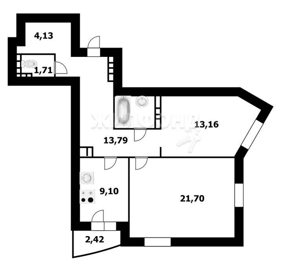 
   Продам 2-комнатную, 67.28 м², Закаменский мкр, 11

. Фото 13.