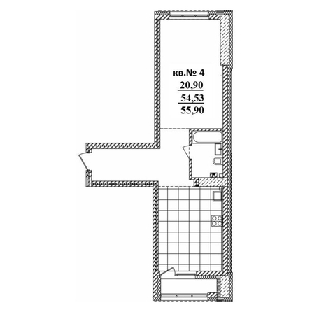 
   Продам 2-комнатную, 55.9 м²,  Римский квартал, 2 очередь

. Фото 1.