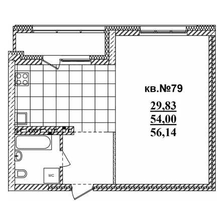 
   Продам студию, 56.5 м²,  Римский квартал, 2 очередь

. Фото 1.