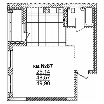 
   Продам студию, 49.9 м²,  Римский квартал, 2 очередь

. Фото 1.