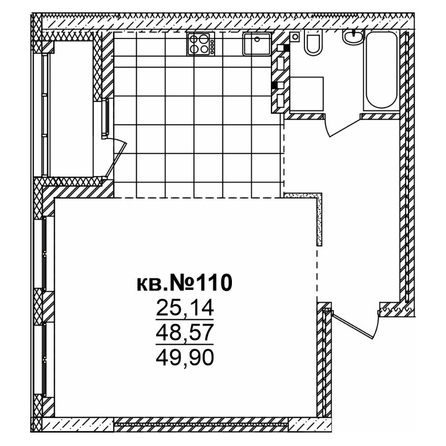 
   Продам студию, 49.9 м²,  Римский квартал, 2 очередь

. Фото 1.