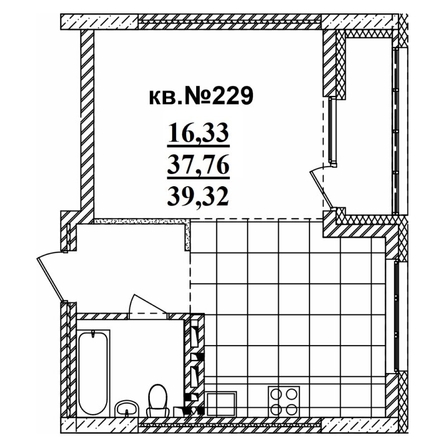 
   Продам студию, 39.55 м²,  Римский квартал, 2 очередь

. Фото 1.