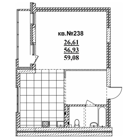 
   Продам 2-комнатную, 59.7 м²,  Римский квартал, 2 очередь

. Фото 1.