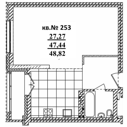 
   Продам студию, 48.82 м²,  Римский квартал, 2 очередь

. Фото 1.