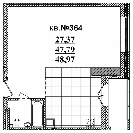 
   Продам студию, 48.97 м²,  Римский квартал, 2 очередь

. Фото 1.