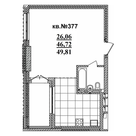 
   Продам студию, 49.81 м²,  Римский квартал, 2 очередь

. Фото 1.