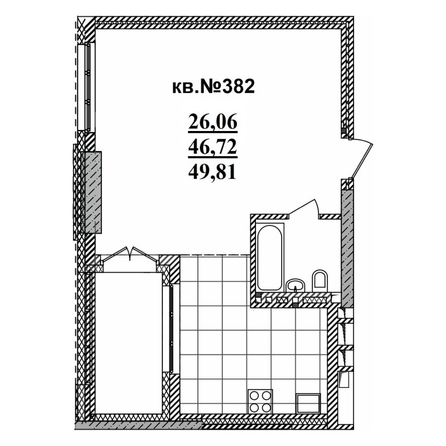 
   Продам студию, 49.81 м²,  Римский квартал, 2 очередь

. Фото 1.