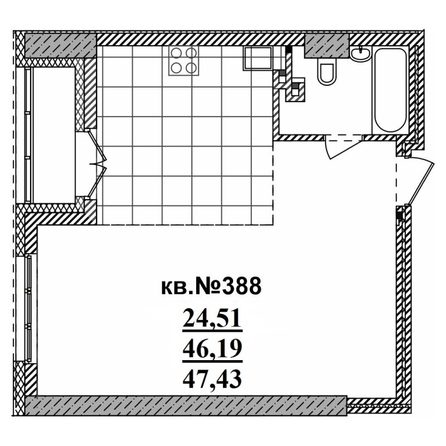 
   Продам студию, 47.43 м²,  Римский квартал, 2 очередь

. Фото 1.