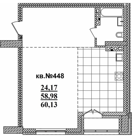 
   Продам студию, 60.13 м²,  Римский квартал, 2 очередь

. Фото 1.