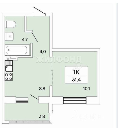 
   Продам 1-комнатную, 32 м², Сибиряков-Гвардейцев ул, 53/10

. Фото 9.