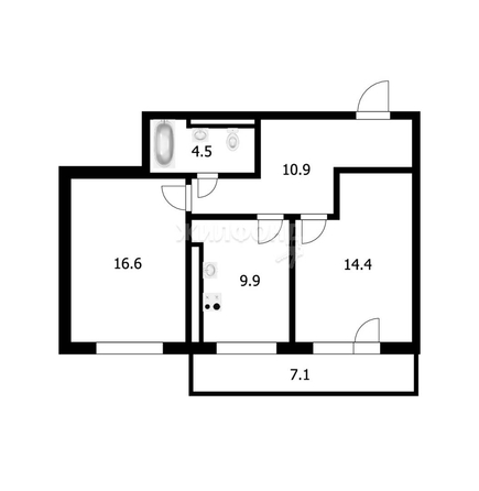 
   Продам 2-комнатную, 56.3 м², Сибиряков-Гвардейцев ул, 44/7

. Фото 24.