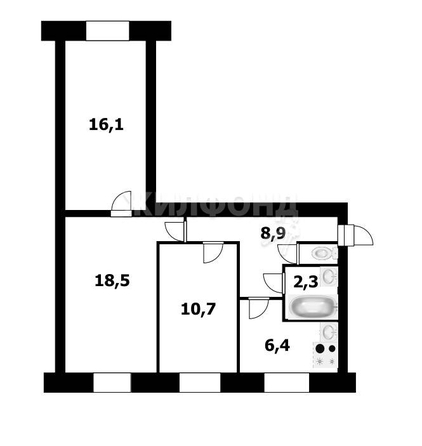 
   Продам 3-комнатную, 63.7 м², 1-й кв-л, 4

. Фото 18.