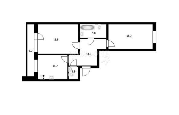 
   Продам 2-комнатную, 63.6 м², Сибиряков-Гвардейцев ул, 44/7

. Фото 16.