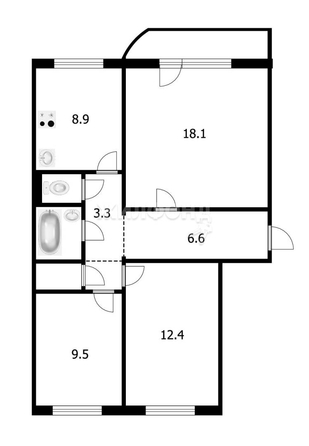 
   Продам 3-комнатную, 64.5 м², Троллейная ул, 136

. Фото 2.