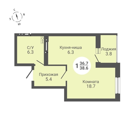 
   Продам студию, 38.6 м², Петухова ул, 170

. Фото 1.