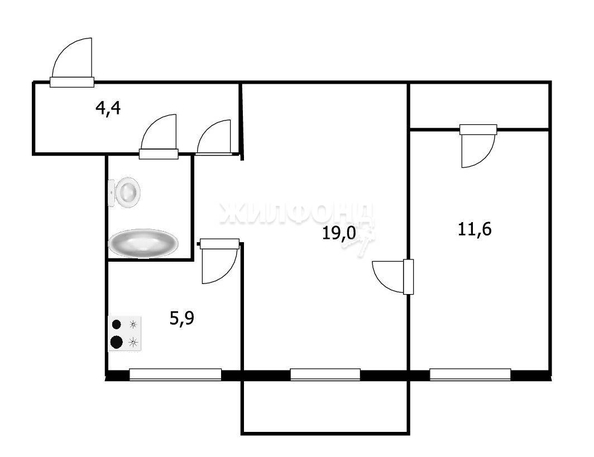 
   Продам 2-комнатную, 46 м², Кропоткина ул, 113

. Фото 15.