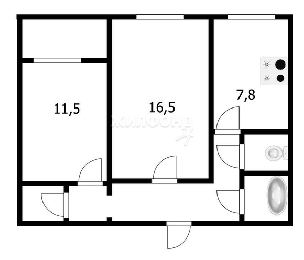 
   Продам 2-комнатную, 52.3 м², Комсомольская ул, 21

. Фото 1.